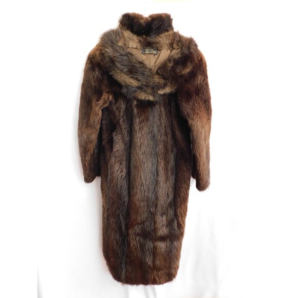 Real Beaver Fur Full Length Coat w/ Hood Evans Collection *See Measurements* - Picture 5 of 16